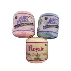 3 Crochet Thread Aunt Lydia Royale Orchid Pink Cream Delft #10 Mercerized Cotton